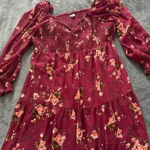 Floral Burgundy Dress